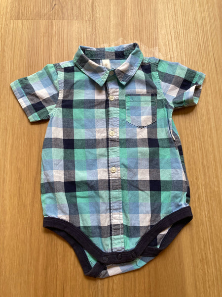 Blue checked bodysuit