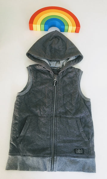 Grey hooded body warmer