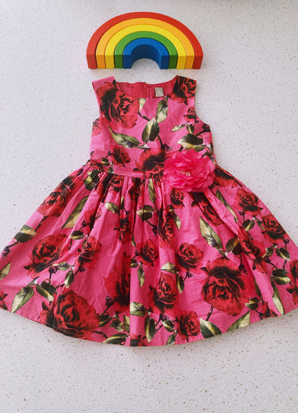 Red rose flower dress