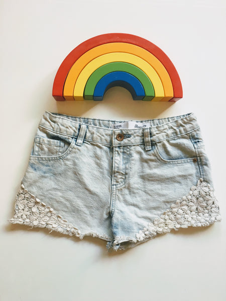 Denim lace shorts