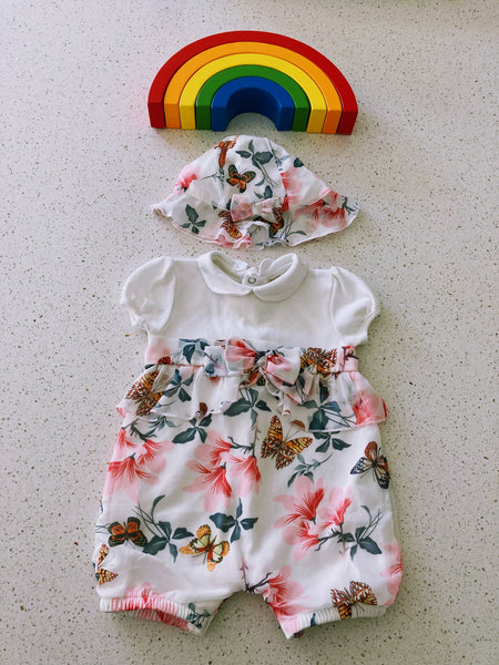 Butterfly & flowers romper set