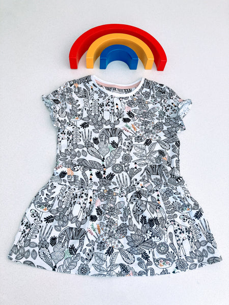 Black and white jungle theme dress