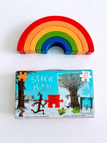 Stick man puzzle and book